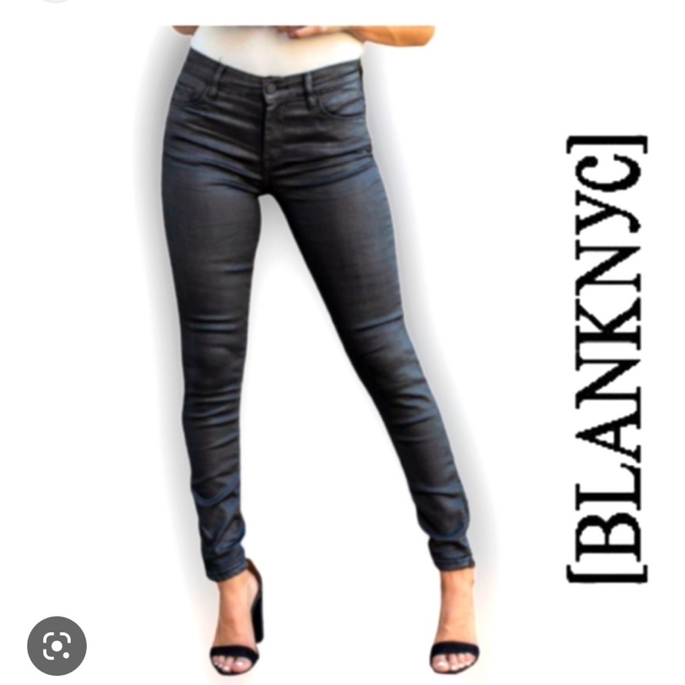 NEW BlankNYC The Bond Coated Leather Midrise SkinnyJeans Black size 27